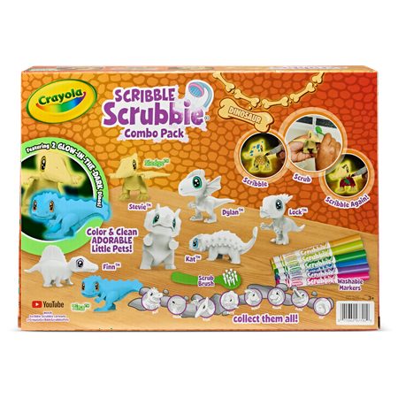 Crayola Scribble Scrubbie Pets Dinosaur Glow Combo Pack, Dino Gift for Kids, Dinosaur Toys, Ages 3+