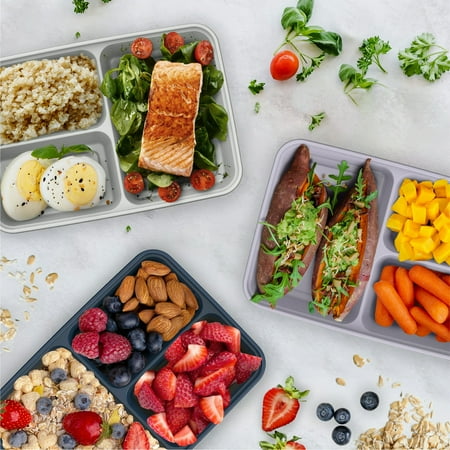 Bentgo? Prep 3-Compartment Containers - 20-Piece Meal Prep Kit with 10 Trays & 10 Custom-Fit Lids - Durable Microwave, Freezer, Dishwasher Safe Reusable BPA-Free Food Storage Containers - Lilac