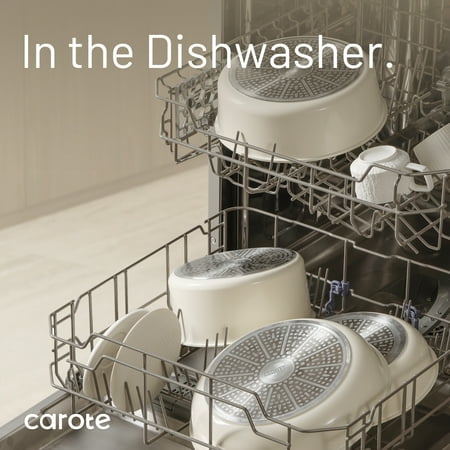 Carote Ceramic Cookware Set, Non Toxic Detachable Pots and Pans, 13 Pcs Induction Cookware, Cream