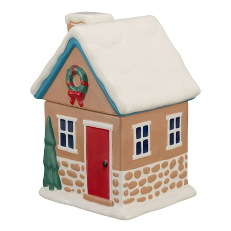 Holiday Time 57-Oz Gingerbread House Glazed Earthenware Ceramic Treat Jar with Lid, Multicolor