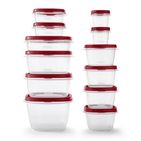Rubbermaid EasyFindLids 24 Piece Food Storage Containers Variety Set, Red, Red