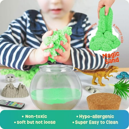 Dinosaur Gifts for Boys - Dinosaur Terrarium Kit for Kids - Birthday Gift for Boys Ages 4 5 6 7 8-12 Year Old - DIY Dinosaur Light Up Toys for Boys - Arts and Crafts Kit for Kids, Other