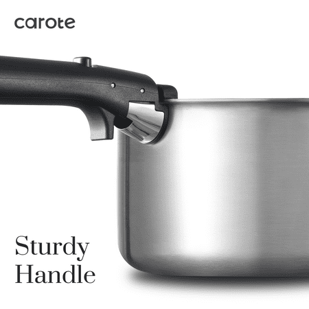 Carote Stainless Steel Pots and Pans, Cookware Set W/Detachable Handle, Oven Safe Induction Cookware, Stainless Steel White Set
