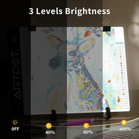 ARTDOT Acrylic LED Light Pad, A4 Size, Portable Tracing Drawing Tracer for Diamond Painting, Adjustable Brightness, 4.8W, A4 Light Pad