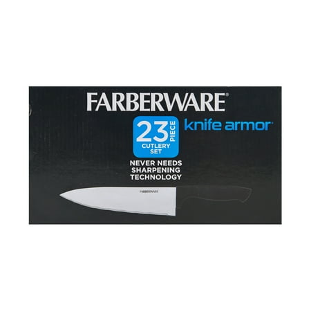 Farberware Classic 23 Piece Never Needs Sharpening Dishwasher Safe Stainless Steel Cutlery and Utensil Set in Black