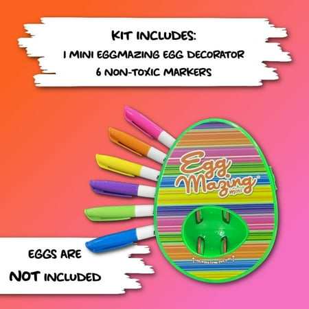 The EggMazing Easter Egg Mini Decorator Kit Arts and Crafts Set - Includes Egg Decorating Spinner and 6 Markers [Packaging May Vary]
