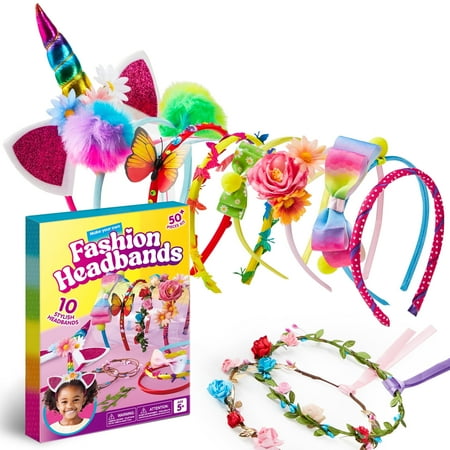 SYNCFUN Headband Making Kit for Girls,Make Your Own Fashion Headbands DIY Arts and Crafts, Hair Accessories Set Birthday Christmas Gifts for Age 5 6 7 8 Girl