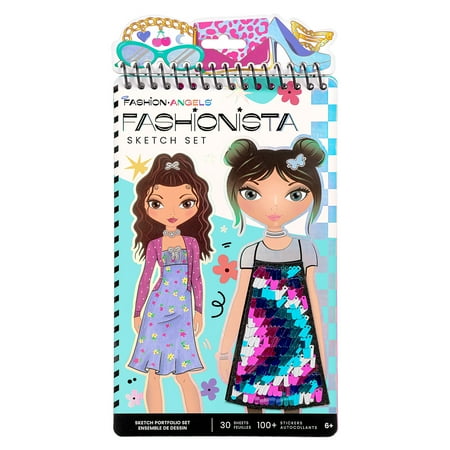 Fashion Angels Fashionista Fashion Design Art Sketch & Coloring Portfolio Book with Stickers Multi Color 1 Pack