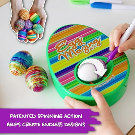 The EggMazing Easter Egg Mini Decorator Kit Arts and Crafts Set - Includes Egg Decorating Spinner and 6 Markers [Packaging May Vary]