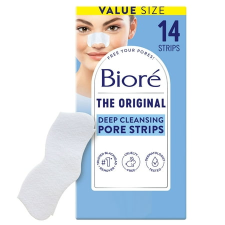 Bior? Deep Cleansing Pore Nose Strips, Original, Blackhead Remover Strips, Oil Free, 14 Ct