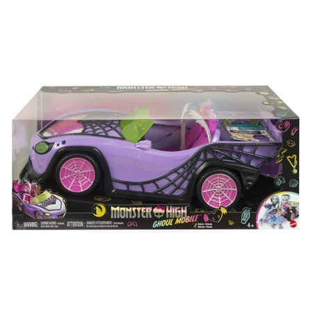 Monster High Ghoul Mobile Toy Car, Purple & Spiderweb Convertible with Pet, Seats 4 Dolls (Dolls Not Inluded)One Size,