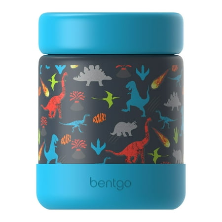 Bentgo Kids Stainless Steel Food Jar - 11oz Leak-Proof Double Insulated Hot or Cold Food Container with Removable Silicone Bumper, Dishwasher Safe, Easy Open Lid, Ages 3+ (Rainbows and Butterflies)