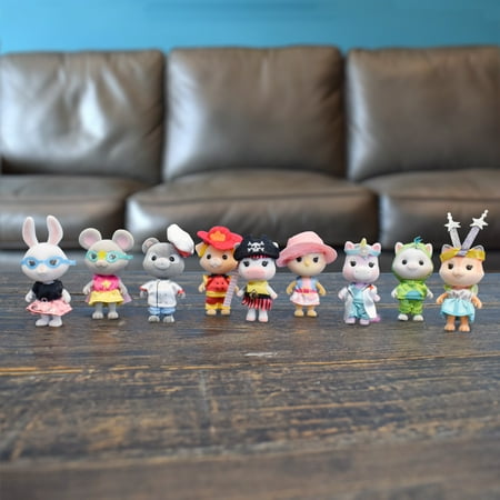 Honey Bee Acres Dress-up Pals, 9-2.25" Tall Mini Figures, Dollhouse Accessories, Dolls, Children Ages 3+