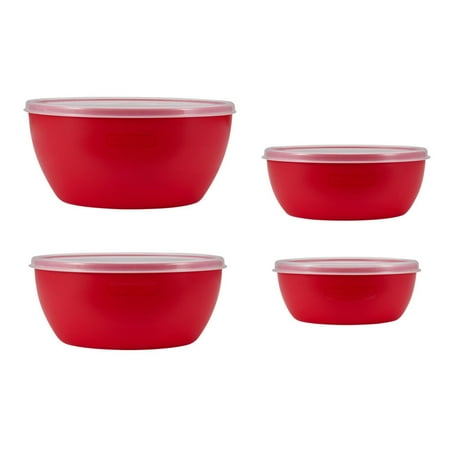 Farberware Pro 23 Piece Plastic Baking Set with Mixing Bowls, Red