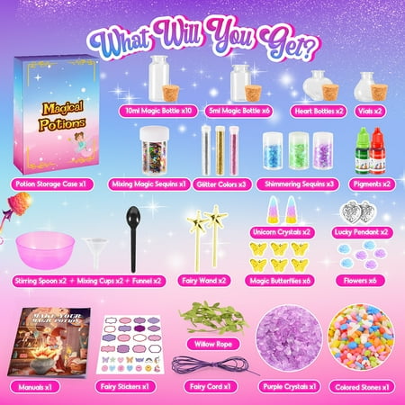 Magic Potion Kit, 6 7 8 9 10 11 Year Old Girls Gifts, 20 Bottles Craft Kits Toys for Kids Girls Age 8-12, Birthday Gifts for 6-12 Year Old Girls