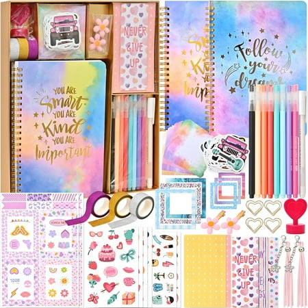 DIY Journal Kit for Girls - DIY Journal Set for Tween & Teen Girls, Gifts for Girls Stationery Set, Scrapbook & Diary Supplies Set, Journaling Art Crafts Kit