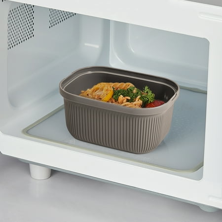 Mainstays Plastic Food Storage Snack Container, Rectangle, Grey, 19oz Capacity