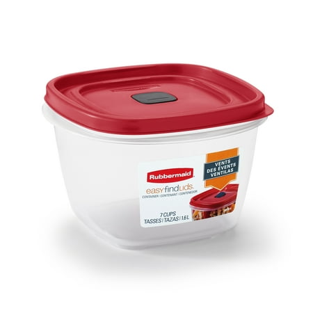 Rubbermaid Easy Find Vented Lid 7-Cup Food Storage Container, Red, 3