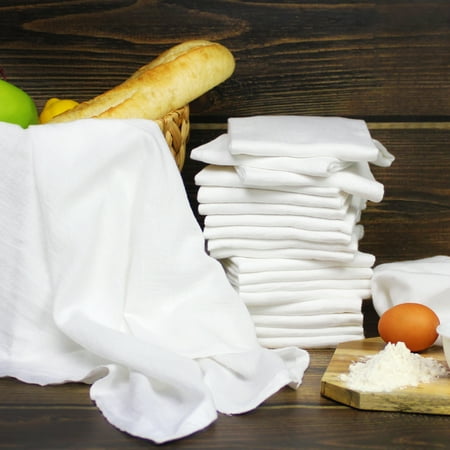 Mainstays 10-Piece Flour Sack Kitchen Towel Set, White