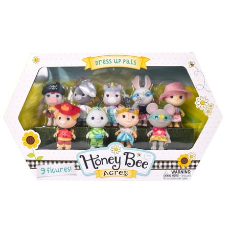 Honey Bee Acres Dress-up Pals, 9-2.25" Tall Mini Figures, Dollhouse Accessories, Dolls, Children Ages 3+