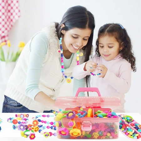 DIY Jewelry Making Kit for Girls 3, 4, 5, 6, 7 Year Old, Kids Pop Snap Beads Set Art & Crafts Creativity Toys for Kids Bracelets, Necklaces, Hairbands and Rings (700+ Pcs)