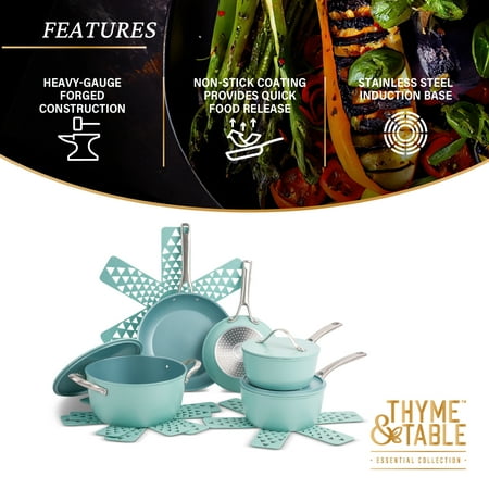 Thyme & Table Acadia 12 Piece Cookware Set Non-Stick - Blue, Blue