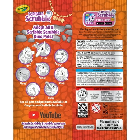 Crayola Scribble Scrubbie Dino, 1 Ct, Easter Basket Stuffers, Dino Toy, Kids Easter GiftOrange,