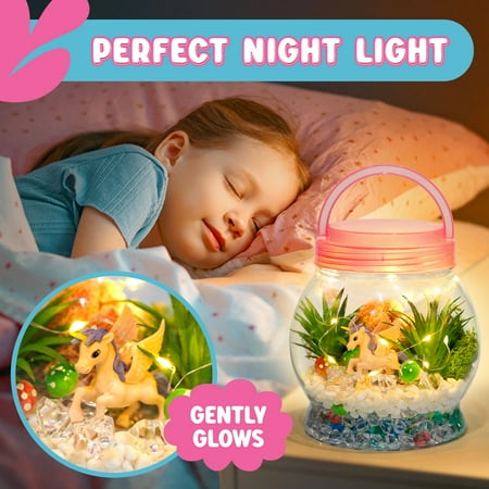 Freecat Light Up Unicorn Terrarium Kit, Unicorn Toys for Girls, DIY Art Crafts Christmas Gifts for Kids 3 4 5 6 7 8+
