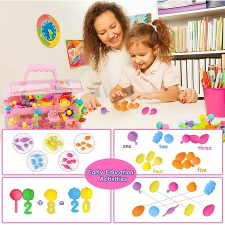 DIY Jewelry Making Kit for Girls 3, 4, 5, 6, 7 Year Old, Kids Pop Snap Beads Set Art & Crafts Creativity Toys for Kids Bracelets, Necklaces, Hairbands and Rings (700+ Pcs)