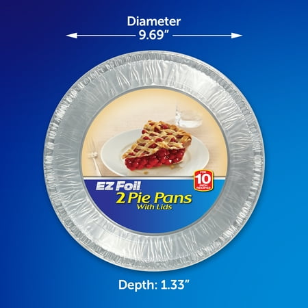 EZ Foil Disposable Pie Tins with Lids, 10 inch, 2 Count