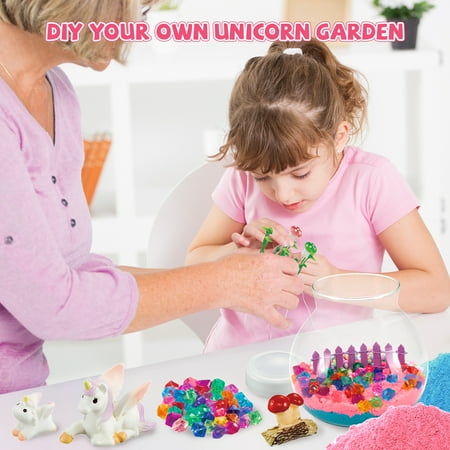 Flooyes Unicorn Toy for Girls 3 4 5 6 7 8+ , DIY Terrarium Kit for Kids, Art& Crafts Kit, Colorful LED Night Light Birthday Christmas Gift for Kids 3-6 Years