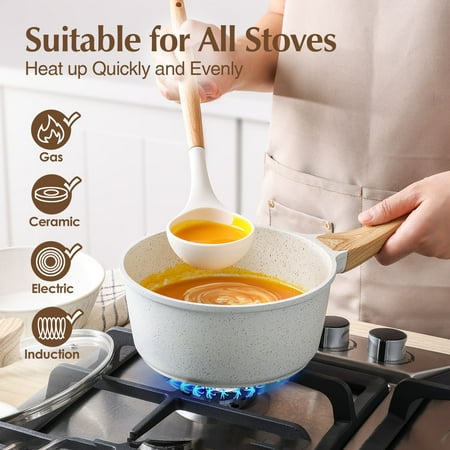 SENSARTE Ceramic Nonstick Pots and Pans Set, 22 Pieces Healthy Non Stick Cookware Set, Induction Kitchen Pan Sets White, PFAS and PFOA Free, White, 23pcs Ceramic