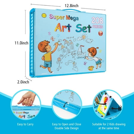 Hot Bee 208 Pcs Kids Art Set, Blue Color Set for Boys&Girls, School Art Supplies Drawing Kit for kids 4-6, Arts & Crafts - School Art Beginners Ideal Chrismat Gift Art Sets for Boys Girls 3 4 5 6+