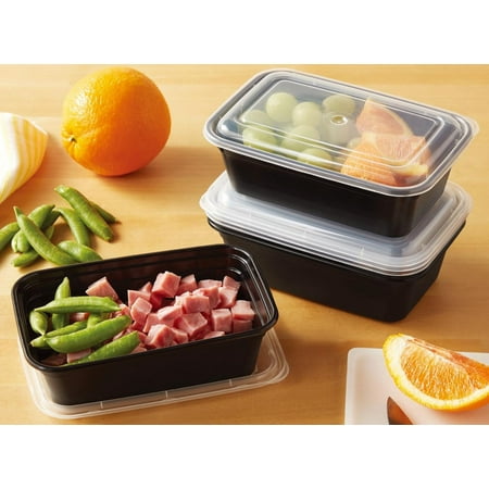 Mainstays 3 Cup Plastic Snack Meal Prep Container, 5 Pack