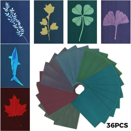 36PCS Sun Print Paper Kit Sun Art Papers High Sensitive Cyanotype Papers, Nature Printing Paper Solar Drawing Paper Sun Printing Art Papers for DIY Arts Crafts 5.8" x 8.3"