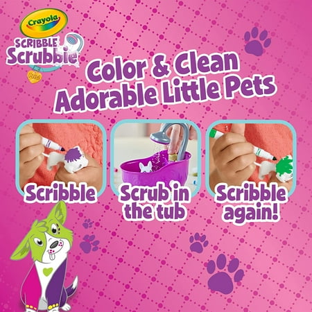 Crayola Scribble Scrubbie Pets Glam Tub, Creative Toy, Color & Wash Animal Set, Coloring Gift for Kids, One Size