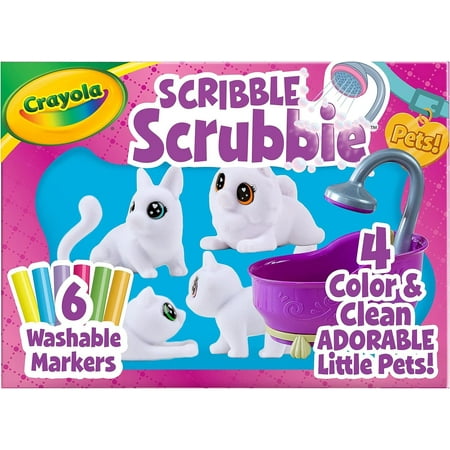 Crayola Scribble Scrubbie Pets Glam Tub, Creative Toy, Color & Wash Animal Set, Coloring Gift for Kids, One Size