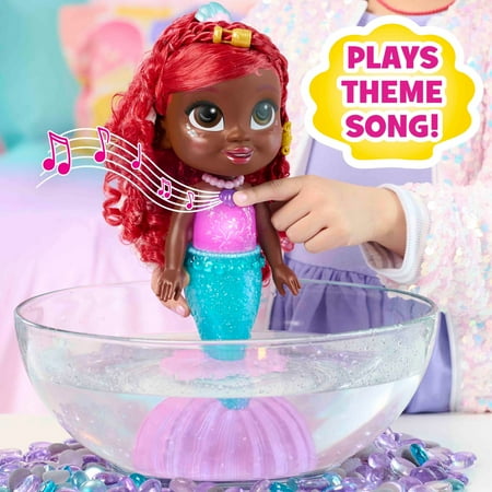 Disney Junior Splash & Glow Ariel Lights and Sounds 11.5-inch Doll and Accessories, 5-pieces, Kids Toys for Ages 3 up