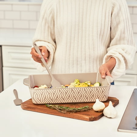 Thyme & Table, 10-Piece Ceramic Bakeware Set, with Spatulas & Whisk, Madison, Gray