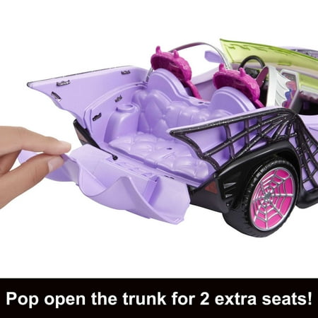 Monster High Ghoul Mobile Toy Car, Purple & Spiderweb Convertible with Pet, Seats 4 Dolls (Dolls Not Inluded)One Size,