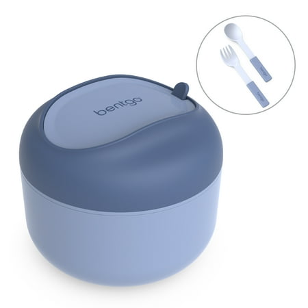 Bentgo Bowl - Insulated Leak-Resistant Bowl with Snack Compartment, Collapsible Utensils and Improved Easy-Grip Design for On-the-Go - Holds Soup, Rice, Cereal & More - BPA-Free, 21.2 oz (Slate), Gray