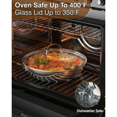 Cook N Home Stainless Steel Cookware Sets 10-Piece, Pots and Pans Kitchen Cooking Set with Stay-Cool Handles, Dishwasher Safe, Silver