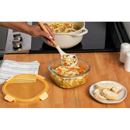 Ello Color Lock 7 Cup Round Glass Food Storage Container