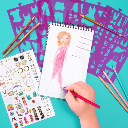 Fashion Angels Fashionista Fashion Design Art Sketch & Coloring Portfolio Book with Stickers Multi Color 1 Pack