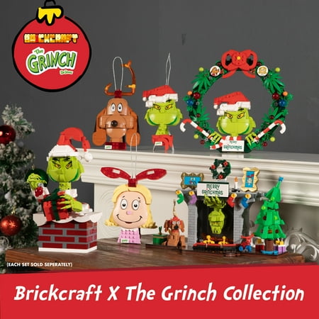 Brickcraft Grinch Wreath Brick Building Kit (523- Plastic Piece Set), Limited Edition Collectible, Christmas D?cor, Hanging Decoration, Toy Gift Idea for Boys and Girls Ages 8 Years Old and up