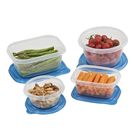Mainstays 92 Piece Food Storage Variety Value Set, Blue Lids