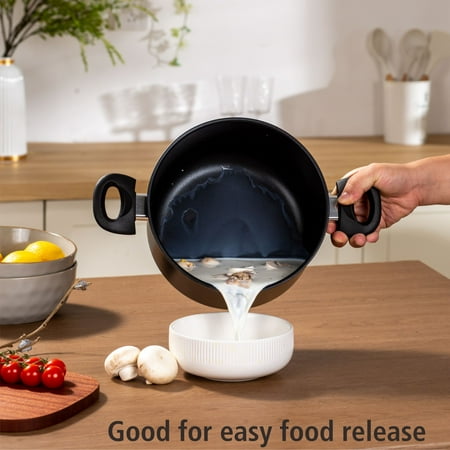 Mainstays Aluminum Black Non-Stick Coated 5QT Dutch Oven with Glass Lid Dishwasher Safe Easying Cleaing