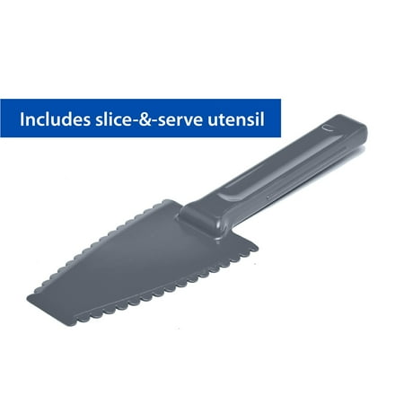 Mainstays Dessert Carrier, Rectangular Design, Clear Plastic with Dark Gray Handle and Clasps, Includes Slice-and-Serve Utensil (1 Each) 18" x 12" x 4.3"