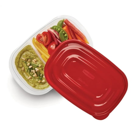 Rubbermaid Take alongs Divided Rectangular Food Storage Containers, 3.7 Cup, 3-Pack