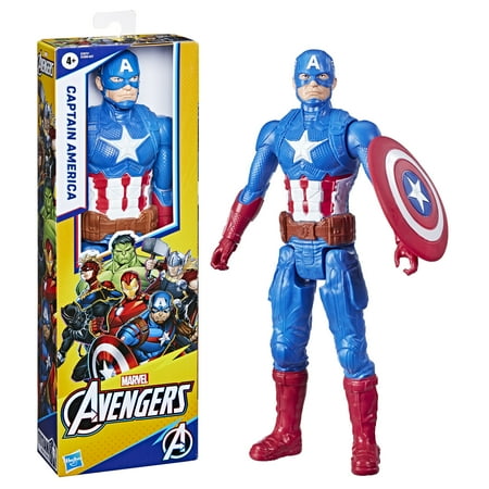 Hasbro Marvel Avengers Titan Hero Series Captain America, Poseable Action Figure 12 in